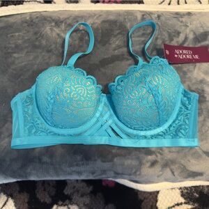 Adore Me Blue Lace Embroidered Underwire Bra